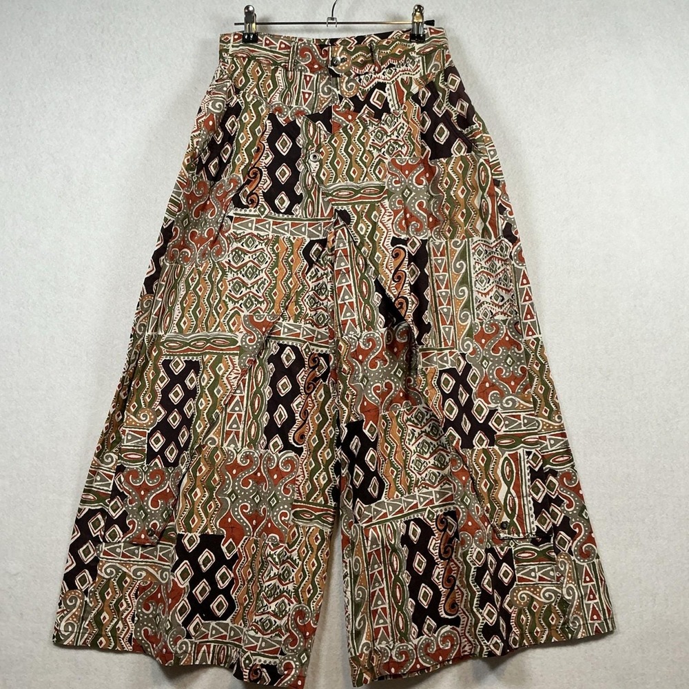 Vintage Circle T Marilyn Lenox Tribal‎ Print Wide Leg Cotton Pants - Picture 2 of 12